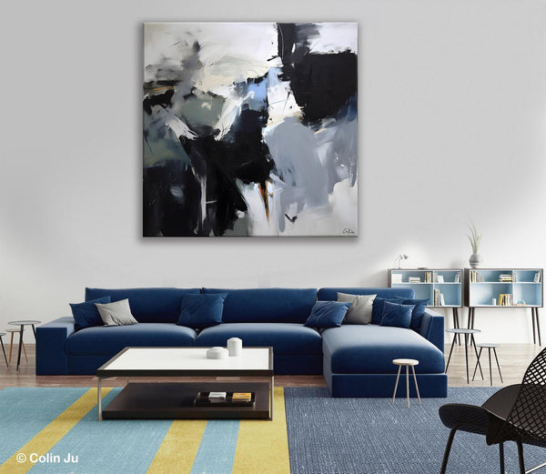 Extra Large Abstract Paintings for Dining Room, Black Modern Art Paintings, Original Modern Acrylic Artwork, Abstract Wall Art for Bedroom-Paintingforhome