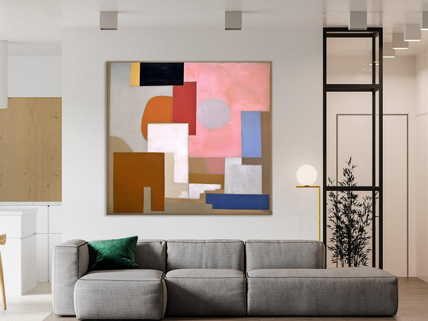 Extra Large Canvas Paintings for Living Room, Original Modern Abstract Artwork, Geometric Modern Canvas Art, Abstract Wall Art for Sale-Paintingforhome