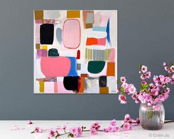 Geometric Modern Acrylic Art, Modern Original Abstract Art, Large Wall Art for Bedroom, Canvas Paintings for Sale, Contemporary Canvas Art-Paintingforhome