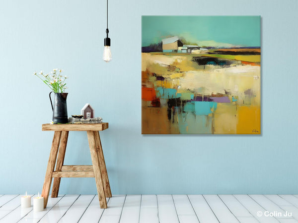 Large Landscape Canvas Paintings, Hand Painted Canvas Art, Landscape Acrylic Art, Original Abstract Art, Landscape Paintings for Living Room-Paintingforhome