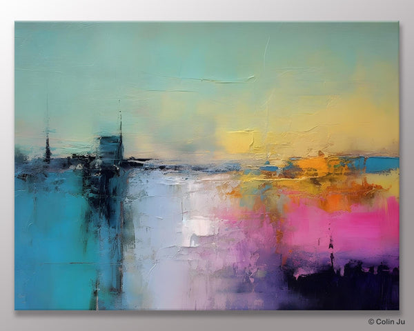 Hand Painted Original Canvas Wall Art, Abstract Landscape Paintings for Bedroom, Modern Landscape Artwork, Contemporary Acrylic Paintings-Paintingforhome