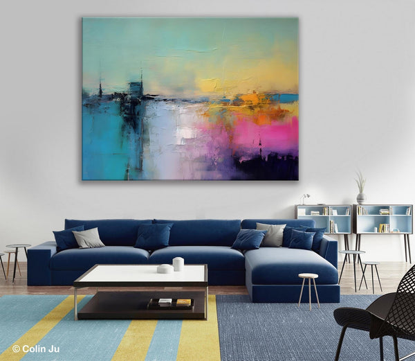 Hand Painted Original Canvas Wall Art, Abstract Landscape Paintings for Bedroom, Modern Landscape Artwork, Contemporary Acrylic Paintings-Paintingforhome