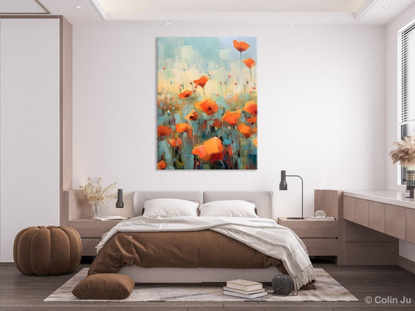 Flower Canvas Paintings, Flower Field Painting, Large Original Landscape Painting for Bedroom, Acrylic Paintings on Canvas, Hand Painted Art-Paintingforhome