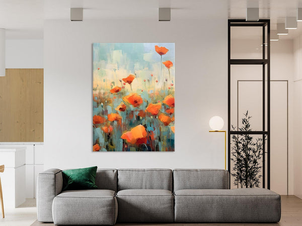 Flower Canvas Paintings, Flower Field Painting, Large Original Landscape Painting for Bedroom, Acrylic Paintings on Canvas, Hand Painted Art-Paintingforhome