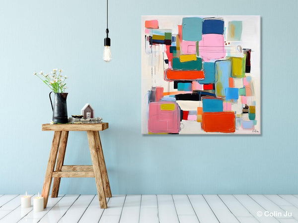Original Abstract Wall Art, Geometric Modern Acrylic Art, Large Abstract Art for Bedroom, Modern Canvas Paintings, Contemporary Canvas Art-Paintingforhome