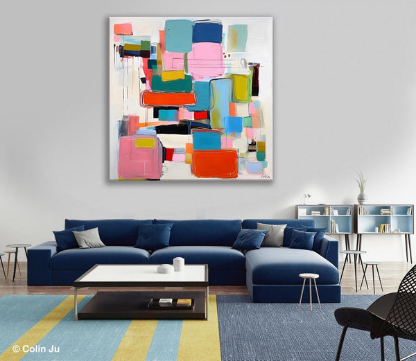 Original Abstract Wall Art, Geometric Modern Acrylic Art, Large Abstract Art for Bedroom, Modern Canvas Paintings, Contemporary Canvas Art-Paintingforhome