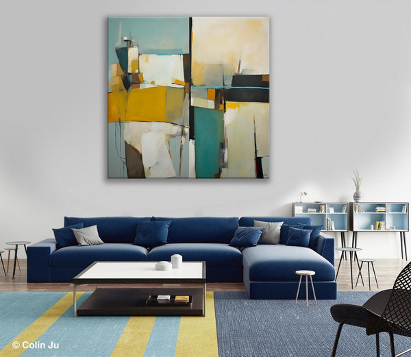 Abstract Painting for Bedroom, Original Modern Wall Art Paintings, Geometric Modern Acrylic Paintings, Oversized Contemporary Canvas Art-Paintingforhome