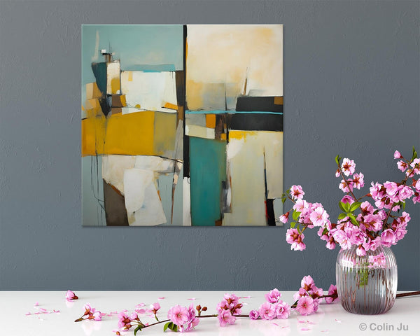 Abstract Painting for Bedroom, Original Modern Wall Art Paintings, Geometric Modern Acrylic Paintings, Oversized Contemporary Canvas Art-Paintingforhome