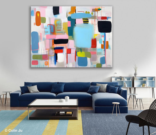 Original Abstract Art, Hand Painted Canvas Art, Modern Wall Art Ideas for Dining Room, Large Canvas Paintings, Contemporary Acrylic Painting-Paintingforhome