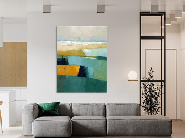 Large Geometric Abstract Painting, Landscape Canvas Paintings for Bedroom, Acrylic Painting on Canvas, Original Landscape Abstract Painting-Paintingforhome