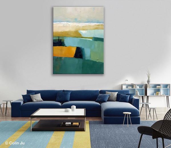 Large Geometric Abstract Painting, Landscape Canvas Paintings for Bedroom, Acrylic Painting on Canvas, Original Landscape Abstract Painting-Paintingforhome