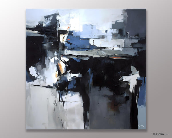 Original Modern Wall Art on Canvas, Black Contemporary Canvas Art, Modern Acrylic Artwork for Sale, Large Abstract Painting for Bedroom-Paintingforhome