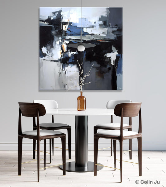 Original Modern Wall Art on Canvas, Black Contemporary Canvas Art, Modern Acrylic Artwork for Sale, Large Abstract Painting for Bedroom-Paintingforhome