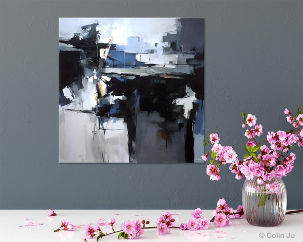 Original Modern Wall Art on Canvas, Black Contemporary Canvas Art, Modern Acrylic Artwork for Sale, Large Abstract Painting for Bedroom-Paintingforhome