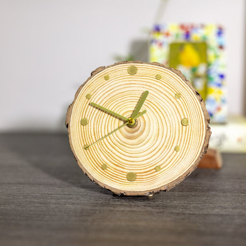 Handcrafted Pine Wood Table Clock with Magnetic Support - Eco-Friendly Elegance - One of A Kind - Precision Movement, Ideal Gift Option-Paintingforhome