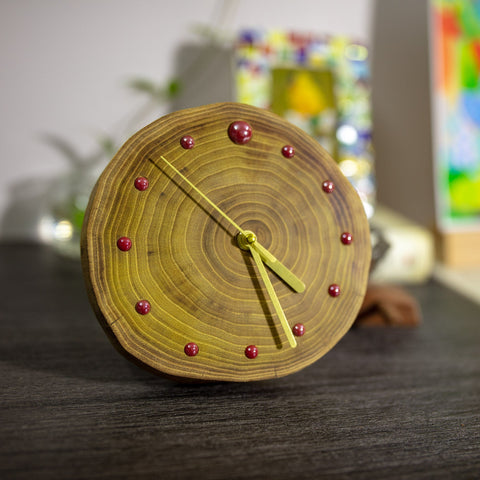 Handcrafted Locust Wood Desk Clock - Rustic Chic Table Clock - Artisanal Charm | Eco-Friendly Design & Silent Operation - Gift-Ready-Paintingforhome