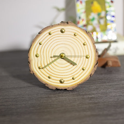 Eco-Friendly Wooden Desk Clock - Handmade Pine Wood with Magnetic Support - Unique Handcrafted Table Clock - Artisan Design Silent Movement-Paintingforhome