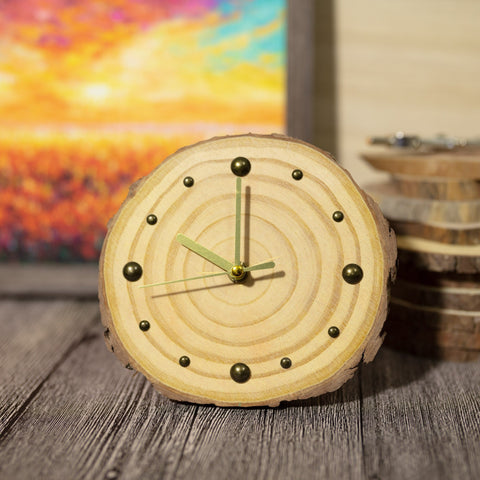 Handcrafted Pine Wood Desktop Clock: Eco-Friendly Artisanal Silent, and Perfectly Gift-Wrapped for Loved Ones - Modern Home Decor-Paintingforhome
