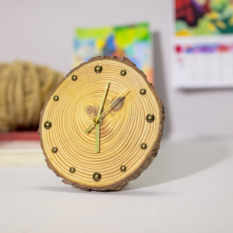 Unique Handcrafted Pine Wood Table Clock - Rustic Minimalist Home Decor Accent - Sustainable Materials, Perfect Gift Option - Artisan-Made-Paintingforhome