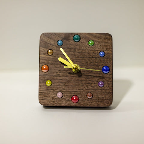 Artisan Handcrafted Black Walnut Desktop Clock with Ceramic Bead Markers - Eco-Friendly - Silent Movement - Perfect Gift-Paintingforhome
