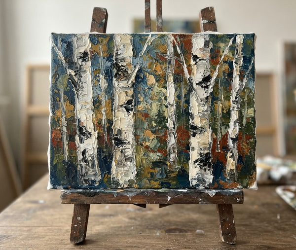 Original Landscape Paintings, Winter Birch Tree Painting, Original Artwork for Sale, Small Canvas Wall Art Paintings, Hand Painted Canvas Art, Impasto Heavy Texture Art