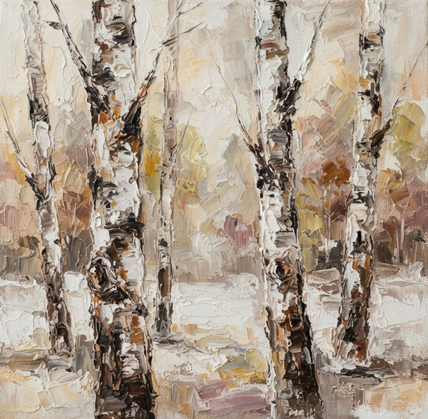 Winter Birch Forest Tree Painting, Original Seascape Paintings, Hand Painted Canvas Art, Miniature Canvas Art, Original Oil Paintings, Buy Small Artwork Online