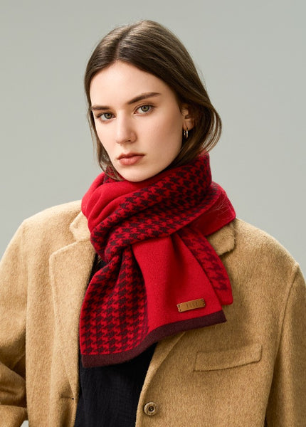 Fashion Designer Scarf, Modern Wool Scarf for Women, Casual Scarf for Women, Cold Weather Scarf, Red Winter Scarf, Soft Cashmere Scarf for Women-Paintingforhome