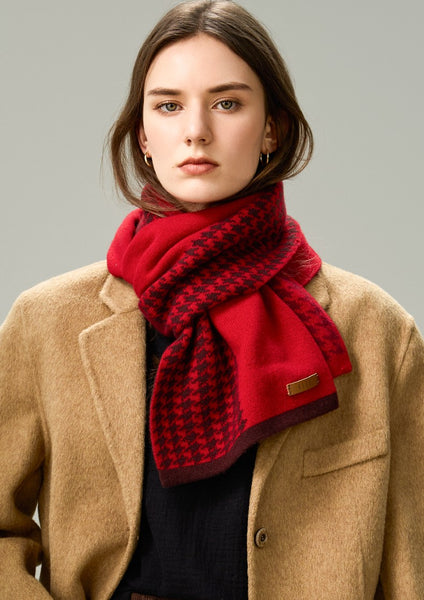 Fashion Designer Scarf, Modern Wool Scarf for Women, Casual Scarf for Women, Cold Weather Scarf, Red Winter Scarf, Soft Cashmere Scarf for Women-Paintingforhome