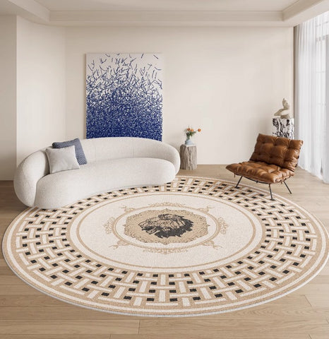 Contemporary Round Rugs, Bedroom Modern Round Rugs, Modern Rug Ideas for Living Room, Circular Modern Rugs under Dining Room Table-Paintingforhome
