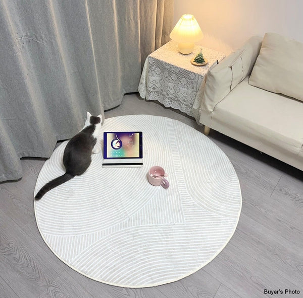 Bedroom Abstract Modern Area Rugs, Contemporary Modern Rug for Living Room, Geometric Round Rugs for Dining Room, Circular Modern Rugs under Chairs-Paintingforhome