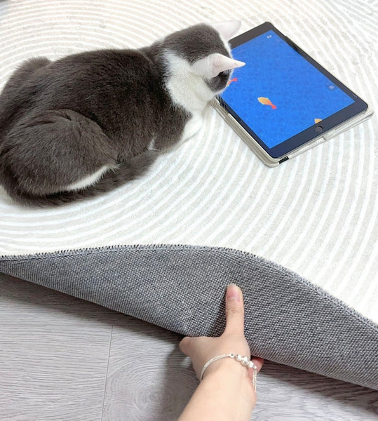 Bedroom Abstract Modern Area Rugs, Contemporary Modern Rug for Living Room, Geometric Round Rugs for Dining Room, Circular Modern Rugs under Chairs-Paintingforhome