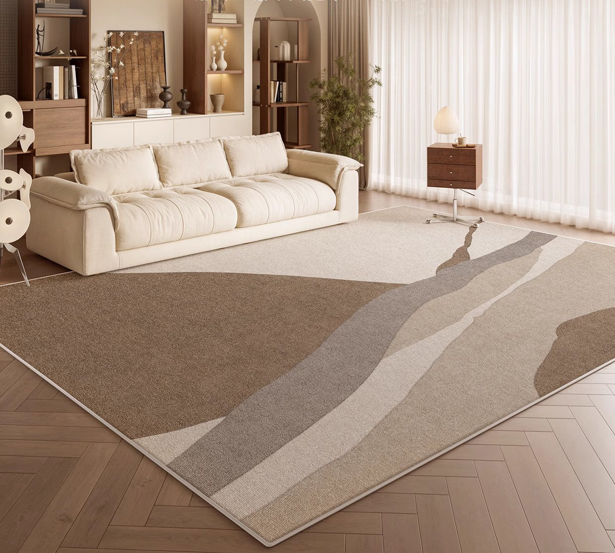 Elegant Modern Area Rugs under Sofa, Dining Room Floor Rugs, Abstract Contemporary Rugs for Bedroom, Mid Century Area Rugs for Living Room-Paintingforhome