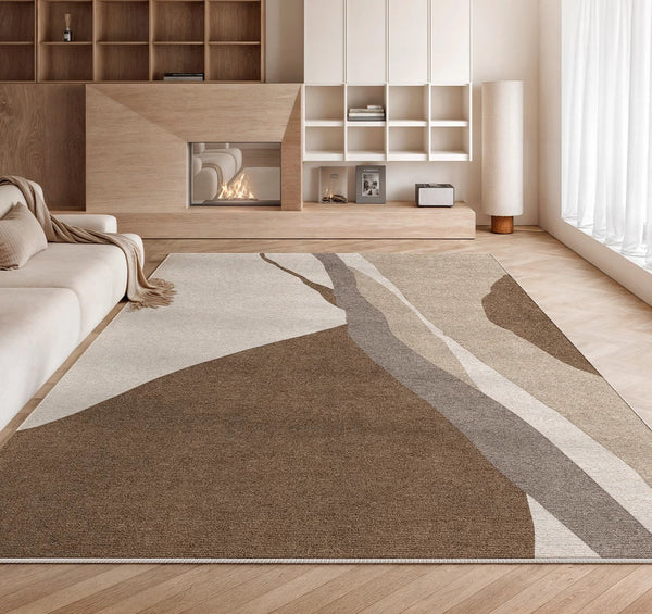 Elegant Modern Area Rugs under Sofa, Dining Room Floor Rugs, Abstract Contemporary Rugs for Bedroom, Mid Century Area Rugs for Living Room-Paintingforhome