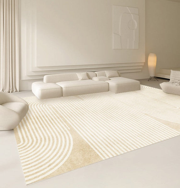 Cream Color Modern Living Room Rugs, Dining Room Modern Rugs, Thick Soft Modern Rugs for Living Room, Contemporary Rugs for Bedroom-Paintingforhome