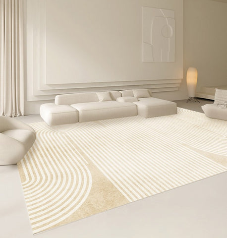 Dining Room Modern Rugs, Thick Soft Modern Rugs for Living Room, Cream Color Modern Living Room Rugs, Contemporary Rugs for Bedroom-Paintingforhome