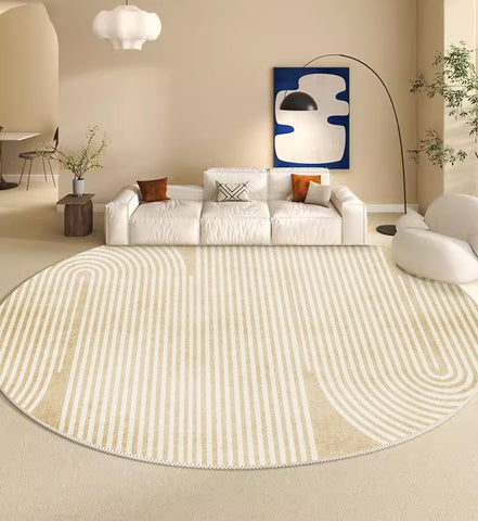 Contemporary Modern Rug Ideas for Living Room, Thick Round Rugs under Coffee Table, Modern Round Rugs for Dining Room, Circular Modern Rugs for Bedroom-Paintingforhome