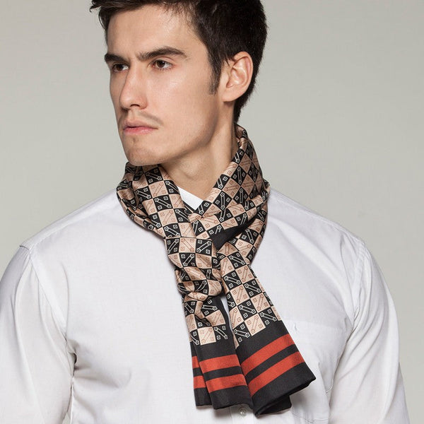 Business Silk Scarf Men, Long Silk Scarf for Men, Silk Scarf For Suit, High Quality Silk Necktie, British Style Long Scarf, Luxury Silk Neck Scarf, Mens Spring Autumn Scarf, Formal Wear Silk Scarf