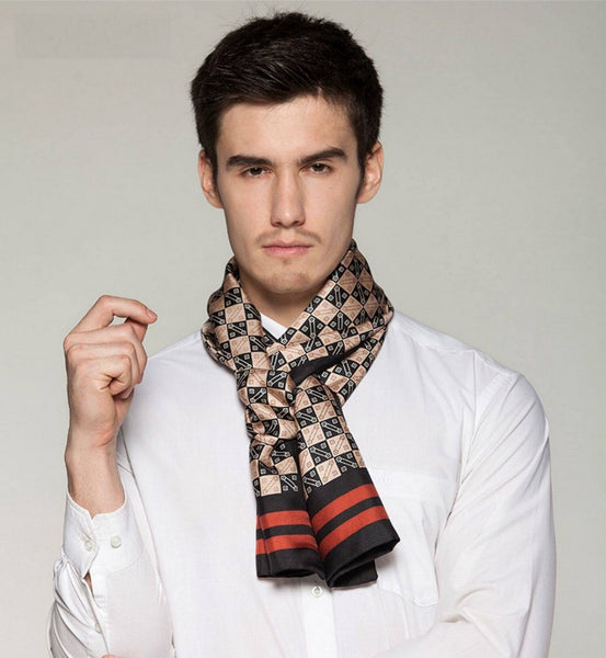 Business Silk Scarf Men, Long Silk Scarf for Men, Silk Scarf For Suit, High Quality Silk Necktie, British Style Long Scarf, Luxury Silk Neck Scarf, Mens Spring Autumn Scarf, Formal Wear Silk Scarf