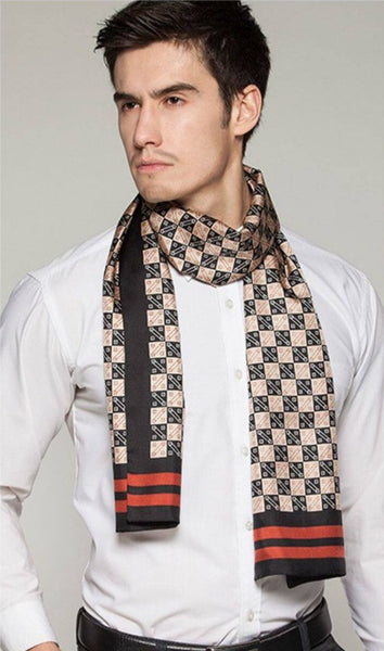 Business Silk Scarf Men, Long Silk Scarf for Men, Silk Scarf For Suit, High Quality Silk Necktie, British Style Long Scarf, Luxury Silk Neck Scarf, Mens Spring Autumn Scarf, Formal Wear Silk Scarf