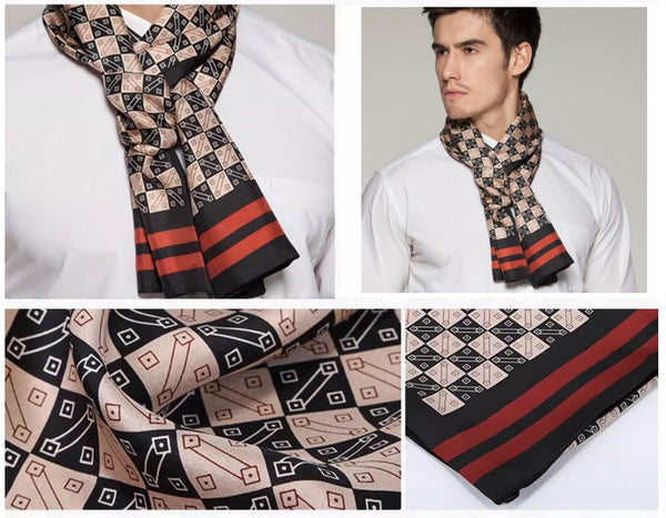 Business Silk Scarf Men, Long Silk Scarf for Men, Silk Scarf For Suit, High Quality Silk Necktie, British Style Long Scarf, Luxury Silk Neck Scarf, Mens Spring Autumn Scarf, Formal Wear Silk Scarf-Paintingforhome