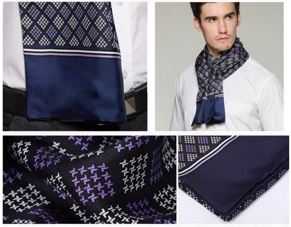 Mens Thin Silk Scarf, Business Silk Scarf Men, Silk Scarf For Suit, British Style Long Scarf, Luxury Silk Neck Scarf, Mens Spring Autumn Scarf, Formal Wear Silk Scarf