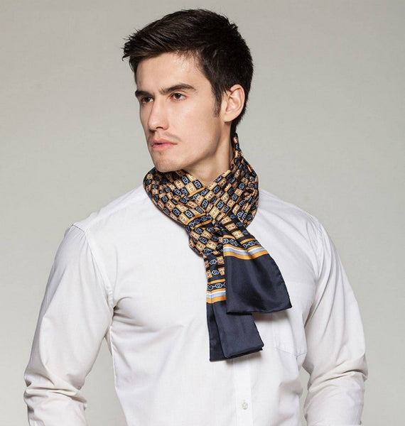 Formal Wear Silk Scarf, Mens Thin Silk Scarf, Mens Spring Autumn Scarf, Business Silk Scarf Men, Silk Scarf For Suit, British Style Long Scarf, Luxury Silk Neck Scarf