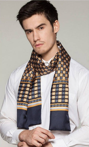 Formal Wear Silk Scarf, Mens Thin Silk Scarf, Mens Spring Autumn Scarf, Business Silk Scarf Men, Silk Scarf For Suit, British Style Long Scarf, Luxury Silk Neck Scarf