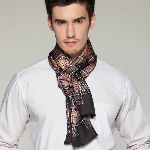 British Style Long Scarf, Luxury Silk Neck Scarf, Formal Wear Silk Scarf, Mens Thin Silk Scarf, Mens Spring Autumn Scarf, Business Silk Scarf Men, Silk Scarf For Suit-Paintingforhome