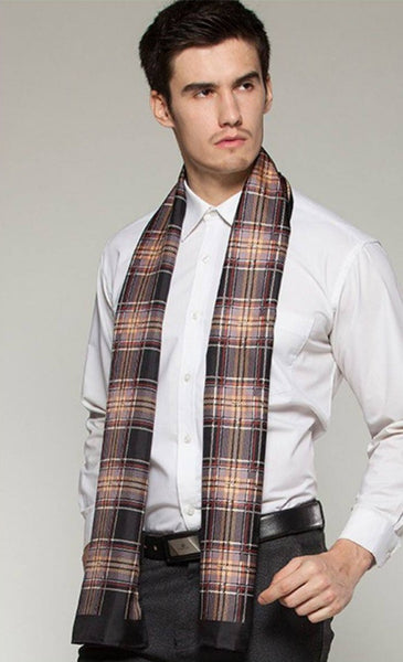 British Style Long Scarf, Luxury Silk Neck Scarf, Formal Wear Silk Scarf, Mens Thin Silk Scarf, Mens Spring Autumn Scarf, Business Silk Scarf Men, Silk Scarf For Suit-Paintingforhome