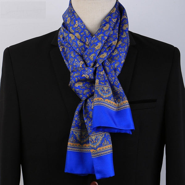 Luxury Silk Neck Scarf, Formal Wear Silk Scarf, British Style Long Scarf, Mens Thin Silk Scarf, Mens Spring Autumn Scarf, Business Silk Scarf Men, Silk Scarf For Suit-Paintingforhome