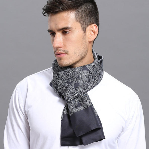 Formal Wear Silk Scarf, Silk Ascot For Men, Lightweight Silk Scarf Men, Silk Neckerchief For Business, Mens Dress Silk Scarf, Elegant Silk Scarf Mens, Skinny Silk Scarf Men