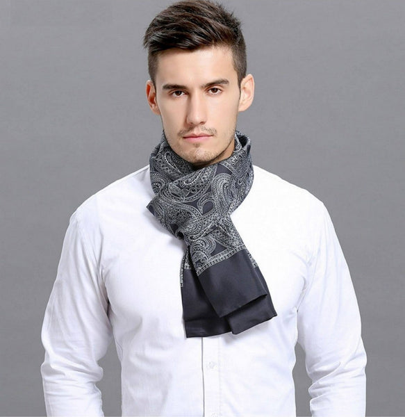 Formal Wear Silk Scarf, Silk Ascot For Men, Lightweight Silk Scarf Men, Silk Neckerchief For Business, Mens Dress Silk Scarf, Elegant Silk Scarf Mens, Skinny Silk Scarf Men