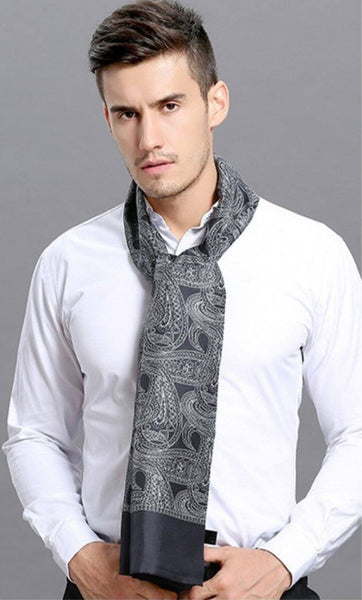 Formal Wear Silk Scarf, Silk Ascot For Men, Lightweight Silk Scarf Men, Silk Neckerchief For Business, Mens Dress Silk Scarf, Elegant Silk Scarf Mens, Skinny Silk Scarf Men