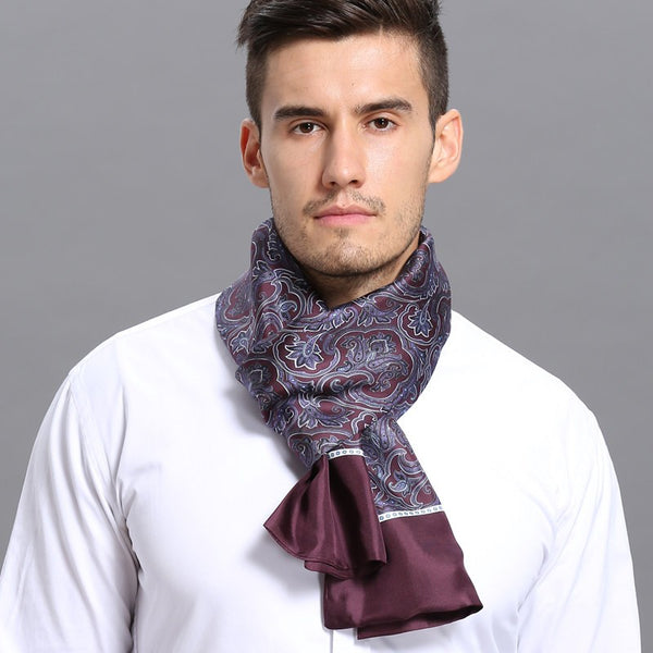 Lightweight Silk Scarf Men, Silk Neckerchief For Business, Formal Wear Silk Scarf, Silk Ascot For Men, Mens Dress Silk Scarf, Elegant Silk Scarf Mens, Skinny Silk Scarf Men-Paintingforhome